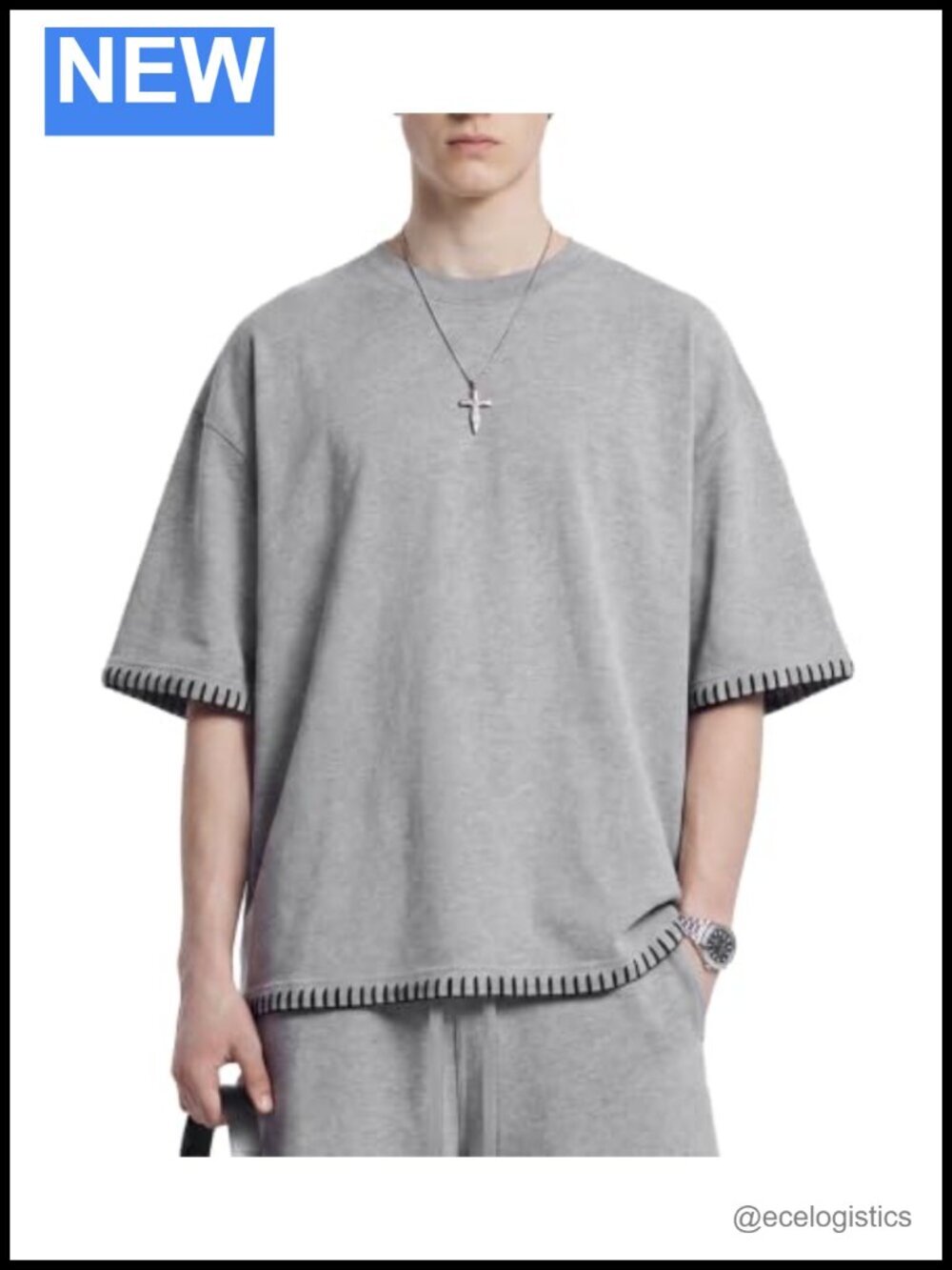 Boxy Cropped Oversized Tee Shirt for Men Streetwear Y2K Cotton
